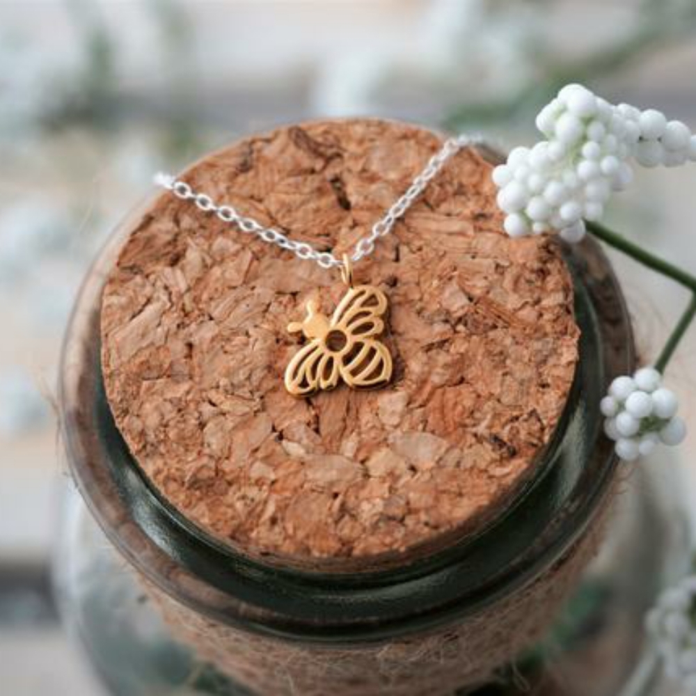 14k Gold Bee Necklace